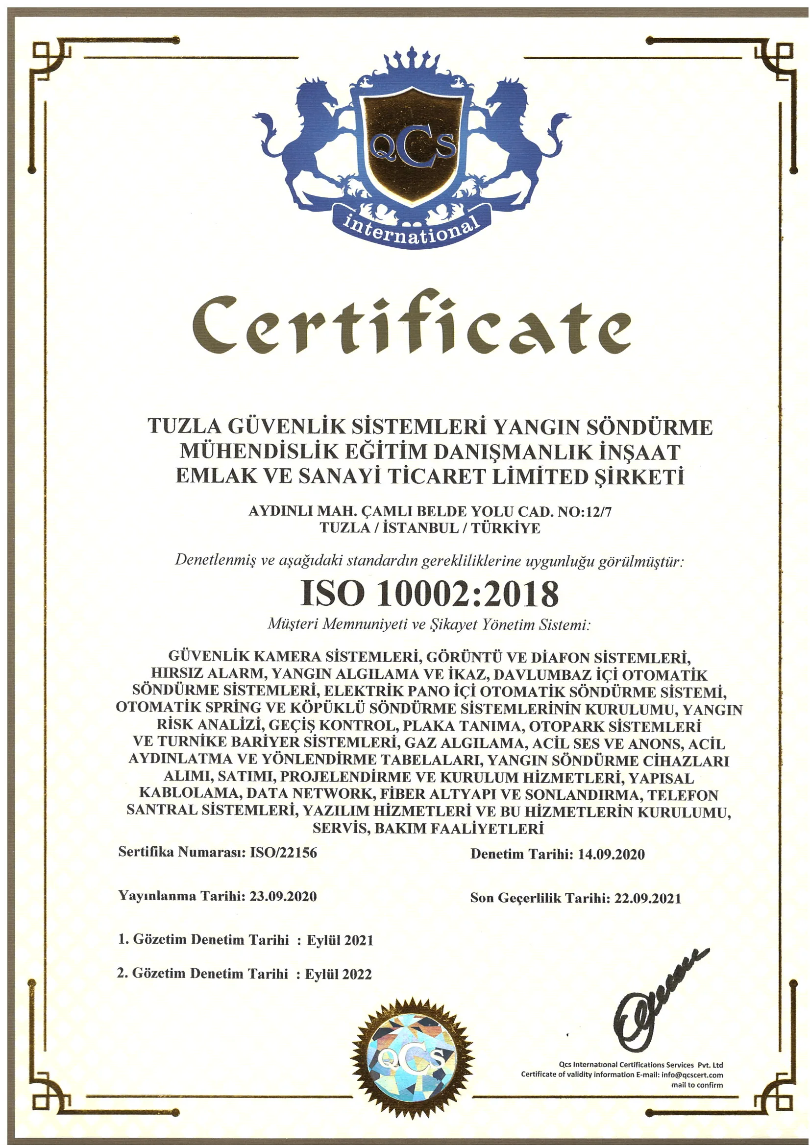 ISO 10002:2018 Müşteri Memnuniyeti Yönetim Sistemi